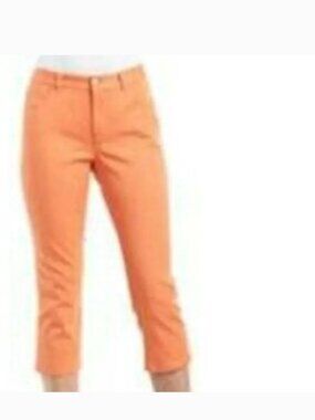 Chaps Denim Capris Womens 2 Orange Crop Pants Stretch Midrise 5 Pocket